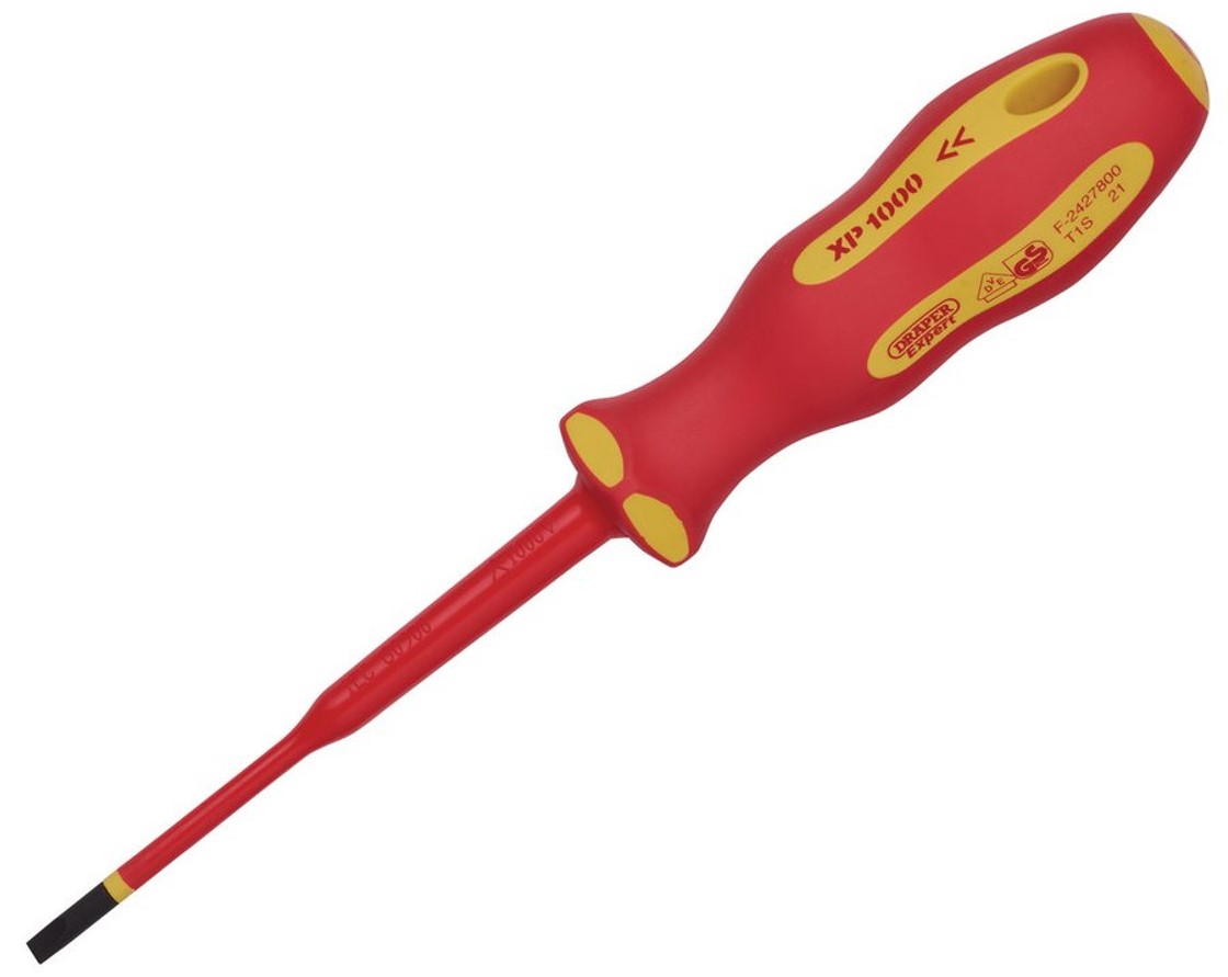 Draper XP1000 VDE Slimline Plain Slot Screwdriver 4.0 x 100mm 02160
