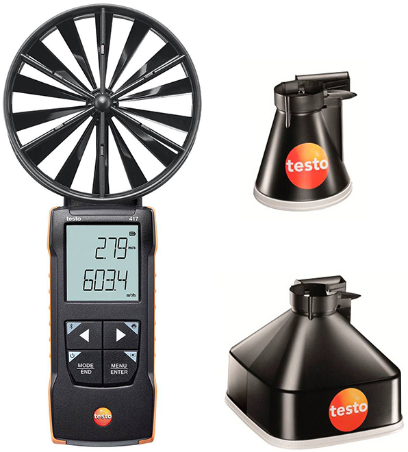 testo 417 kit 1 Vane Anemometer with Measurement Funnels 0563 1417