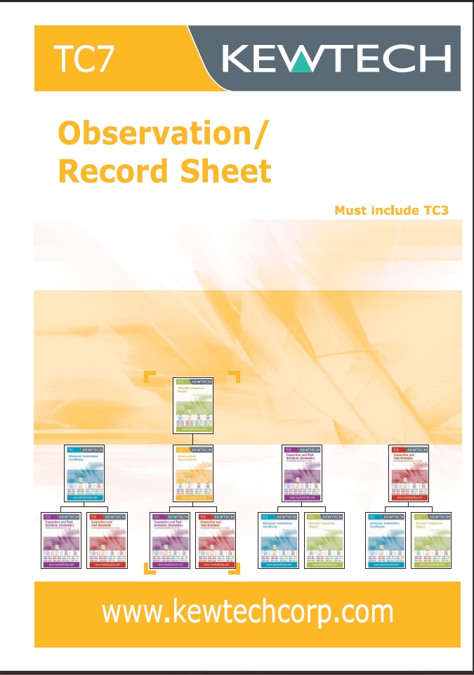 Kewtech TC7 Observation Record Sheet